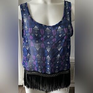 Love Blossom Multi Color Boho Style Tank Top Women’s Large